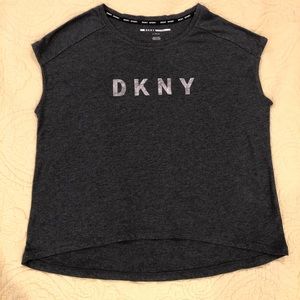 EUC! DKNY Sport Tee Shirt Top Large Charcoal Gray